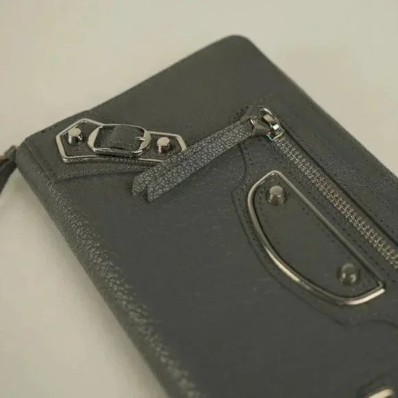 Balenciaga Grey Classic Metallic Edge Continental Zip Around Wallet - Picture 4 of 8